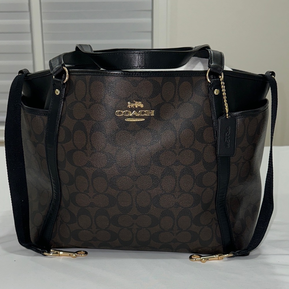 Coach Signature Brown and Black Tote